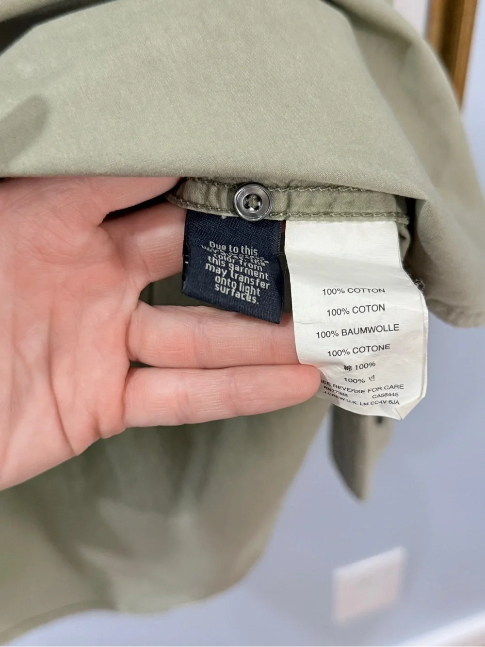 J. Crew Beaded Pockets Army Green Popover Distressed Size 0